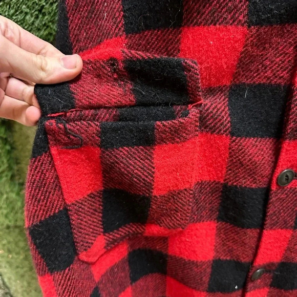Vintage 1980s Codet Red Buffalo  Plaid Shacket Size XL - Picture 4 of 4